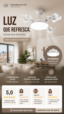 💨 Ventilador de Teto LED com Controle Remoto – Iluminação e Ventilação em um Só Produto